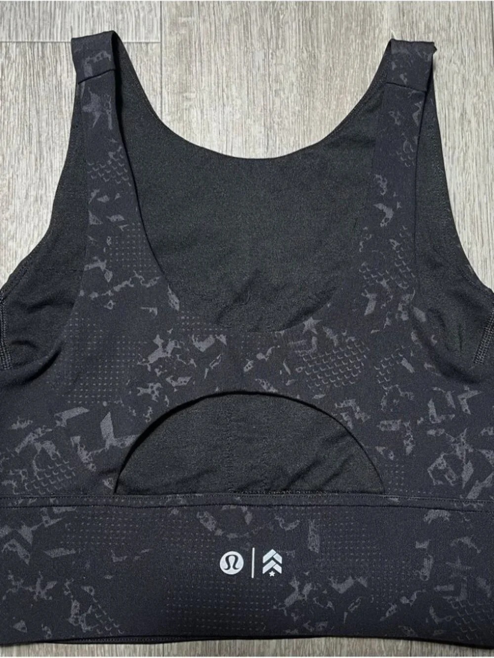 Lululemon Stronger As One-Long Line Sports Bra- Boot Camp Emboss Black - Size 4